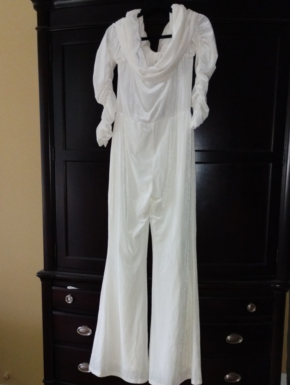 Rebdolls White Velvet Over The Shoulder Jumpsuit